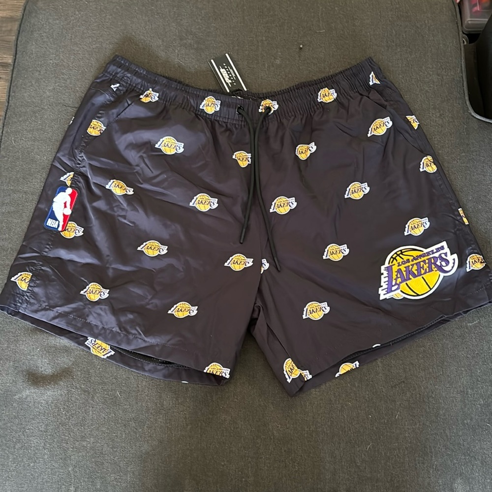 Pro standard basketball lakers shorts Black Patch Front Logo Men 2XL Above Knee